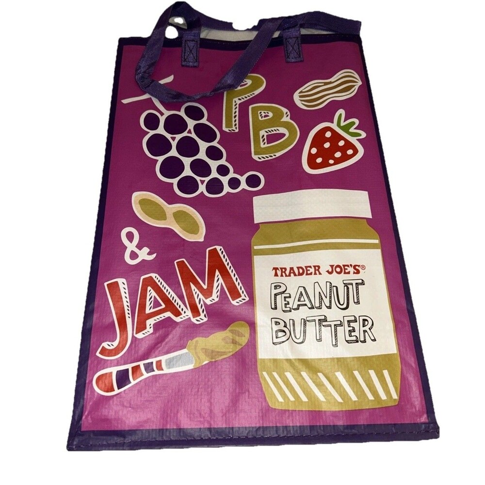 Trader Joe's "Comfort Food" (PB & Jam) 16.5x11.5 Reusable Shopping Bag NWOT